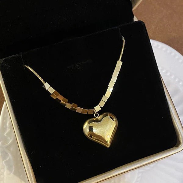 Gold - Plated Anti Tarnish Heart Pendant - Aurvi