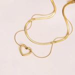 Gold - Plated Anti Tarnish Heart Themed Layered Necklace - Aurvi