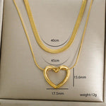 Gold - Plated Anti Tarnish Heart Themed Layered Necklace - Aurvi