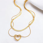 Gold - Plated Anti Tarnish Heart Themed Layered Necklace - Aurvi