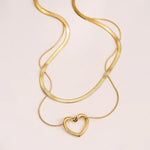 Gold - Plated Anti Tarnish Heart Themed Layered Necklace - Aurvi