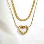 Gold - Plated Anti Tarnish Heart Themed Layered Necklace - Aurvi