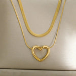Gold - Plated Anti Tarnish Heart Themed Layered Necklace - Aurvi