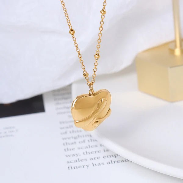 Gold - Plated Anti Tarnish Hug Pendant - Aurvi