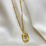 Gold Plated Anti Tarnish Rose Themed Pendant - Aurvi
