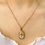 Gold Plated Anti Tarnish Rose Themed Pendant - Aurvi