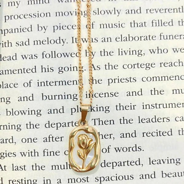 Gold Plated Anti Tarnish Rose Themed Pendant - Aurvi