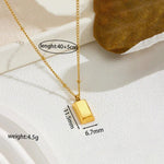 Gold Plated Anti Tarnish Stainless Steel Golden Rectangular Pendant - Aurvi
