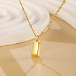 Gold Plated Anti Tarnish Stainless Steel Golden Rectangular Pendant - Aurvi
