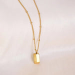 Gold Plated Anti Tarnish Stainless Steel Golden Rectangular Pendant - Aurvi
