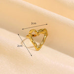 Gold Plated Anti Tarnish Stainless Steel Heart Themed Adjustable Finger Ring - Aurvi