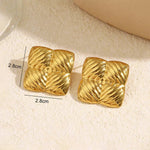 Gold - Plated Anti Tarnish Stainless Steel Quadangle Stud Earrings - Aurvi