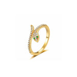 Gold Plated Anti Tarnish Stainless Steel Snake Themed Adjustable Finger Ring - Aurvi