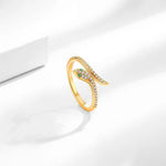 Gold Plated Anti Tarnish Stainless Steel Snake Themed Adjustable Finger Ring - Aurvi
