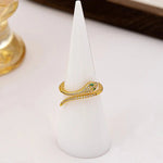 Gold Plated Anti Tarnish Stainless Steel Snake Themed Adjustable Finger Ring - Aurvi