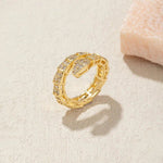 Gold Plated Anti Tarnish Stainless Steel Spiral Snake Themed Adjustable Finger Ring - Aurvi