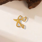 Gold Plated Anti Tarnish Stainless Steel Star Themed Contemporary Ring - Aurvi