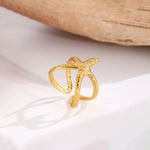 Gold Plated Anti Tarnish Stainless Steel Star Themed Contemporary Ring - Aurvi