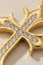 Gold Plated Anti Tarnish Studded Cross Necklace - Aurvi