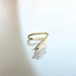 Gold - Plated Anti Tarnish V Shaped CZ Studded Adjustable Finger Ring - Aurvi