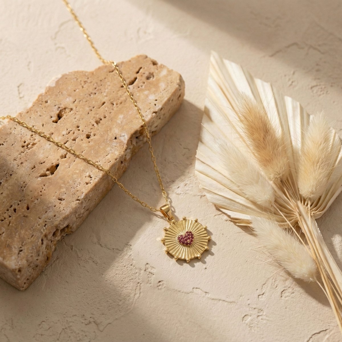 Gold - Plated Red Heart AntiTarnish Dainty Necklace - Aurvi