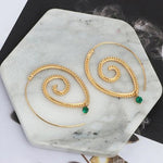 Gold Plated Spiral Unique Waterdrop Dangle Statement Earrings - Aurvi