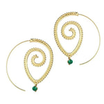 Gold Plated Spiral Unique Waterdrop Dangle Statement Earrings - Aurvi