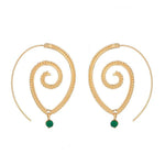Gold Plated Spiral Unique Waterdrop Dangle Statement Earrings - Aurvi