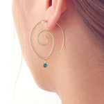 Gold Plated Spiral Unique Waterdrop Dangle Statement Earrings - Aurvi