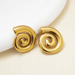 Gold Plated Stainless Steel Anti Tarnish Spiral Chunky Earrings - Aurvi