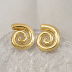 Gold Plated Stainless Steel Anti Tarnish Spiral Chunky Earrings - Aurvi