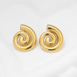 Gold Plated Stainless Steel Anti Tarnish Spiral Chunky Earrings - Aurvi