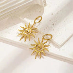 Gold Plated Stainless Steel Anti Tarnish Spiral Sun Shaped Stud Earrings - Aurvi