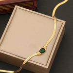 Gold Plated Stainless Steel Anti Tarnish Stone Studded Snake Chain Pendant - Aurvi