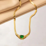 Gold Plated Stainless Steel Anti Tarnish Stone Studded Snake Chain Pendant - Aurvi