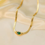 Gold Plated Stainless Steel Anti Tarnish Stone Studded Snake Chain Pendant - Aurvi