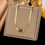 Gold Plated Stainless Steel Anti Tarnish Stone Studded Snake Chain Pendant - Aurvi