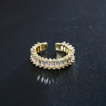 Gold Plated Stainless Steel Anti Tarnish White Adjustable Finger Ring For Women - Aurvi