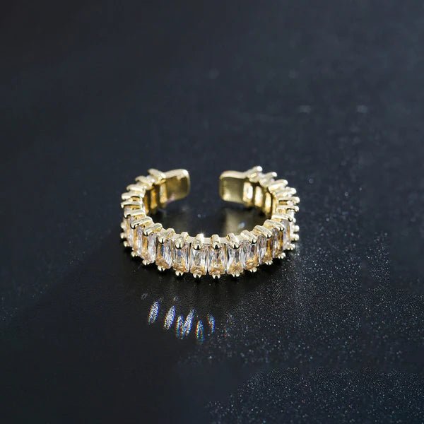 Gold Plated Stainless Steel Anti Tarnish White Adjustable Finger Ring For Women - Aurvi