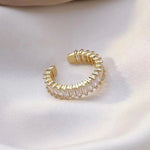 Gold Plated Stainless Steel Anti Tarnish White Adjustable Finger Ring For Women - Aurvi