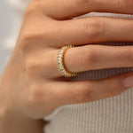 Gold Plated Stainless Steel Anti Tarnish White Adjustable Finger Ring For Women - Aurvi