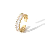 Gold Plated Stainless Steel Anti Tarnish White Adjustable Finger Ring For Women - Aurvi