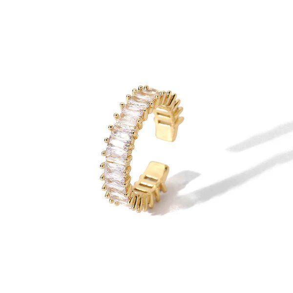 Gold Plated Stainless Steel Anti Tarnish White Adjustable Finger Ring For Women - Aurvi