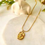 Gold Plated White Anti Tarnish Rose Themed Pendant - Aurvi
