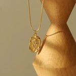 Gold Plated White Anti Tarnish Rose Themed Pendant - Aurvi