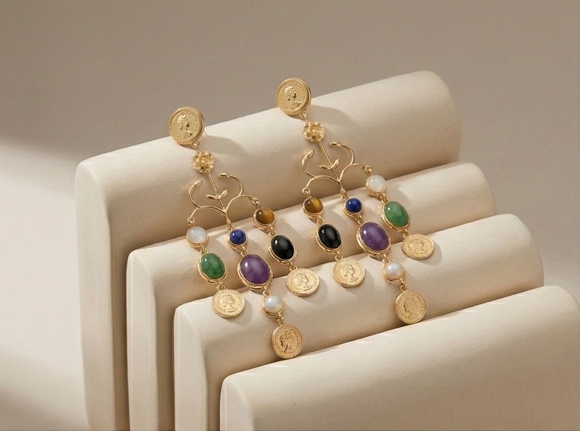 Manira Amethyst Cascade Earrings - Aurvi