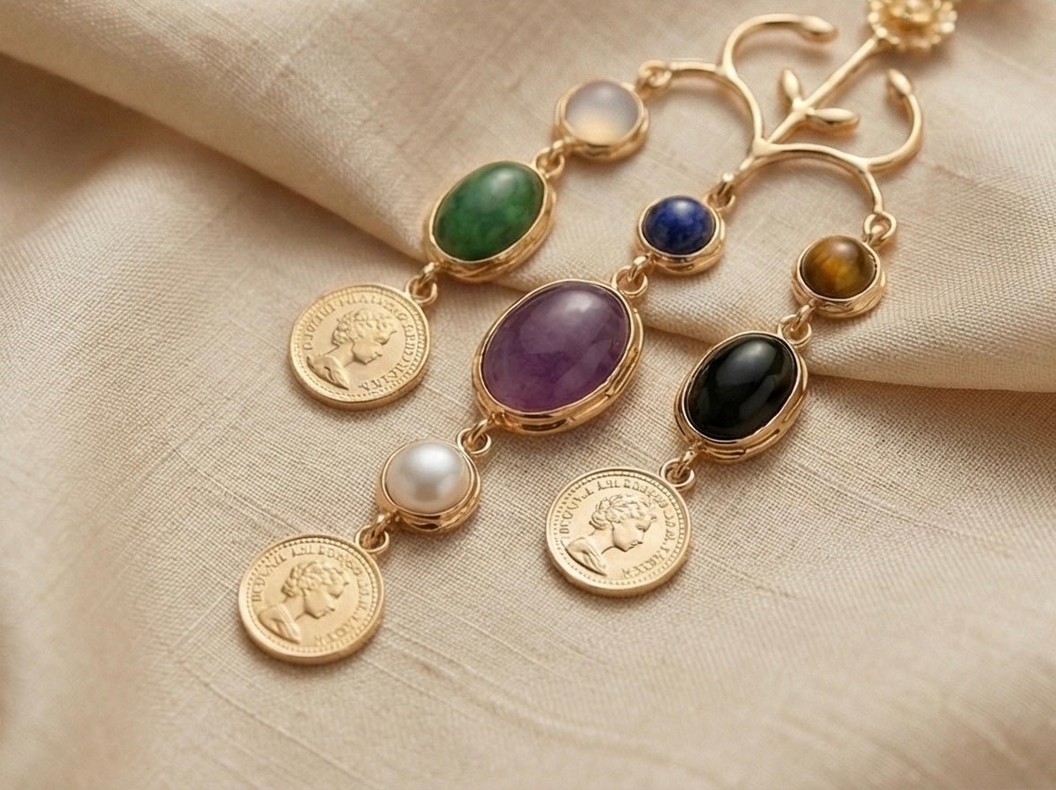 Manira Amethyst Cascade Earrings - Aurvi