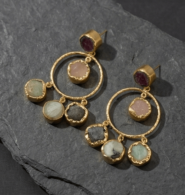 Manira Amethyst Halo Earrings - Aurvi