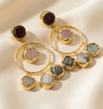 Manira Amethyst Halo Earrings - Aurvi