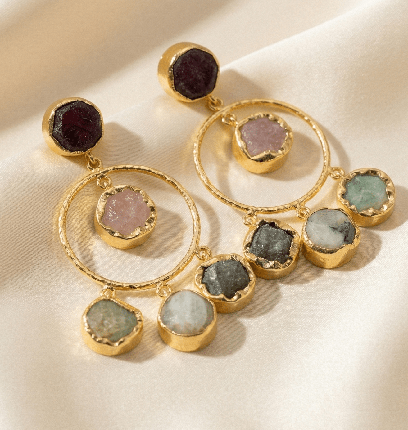 Manira Amethyst Halo Earrings - Aurvi